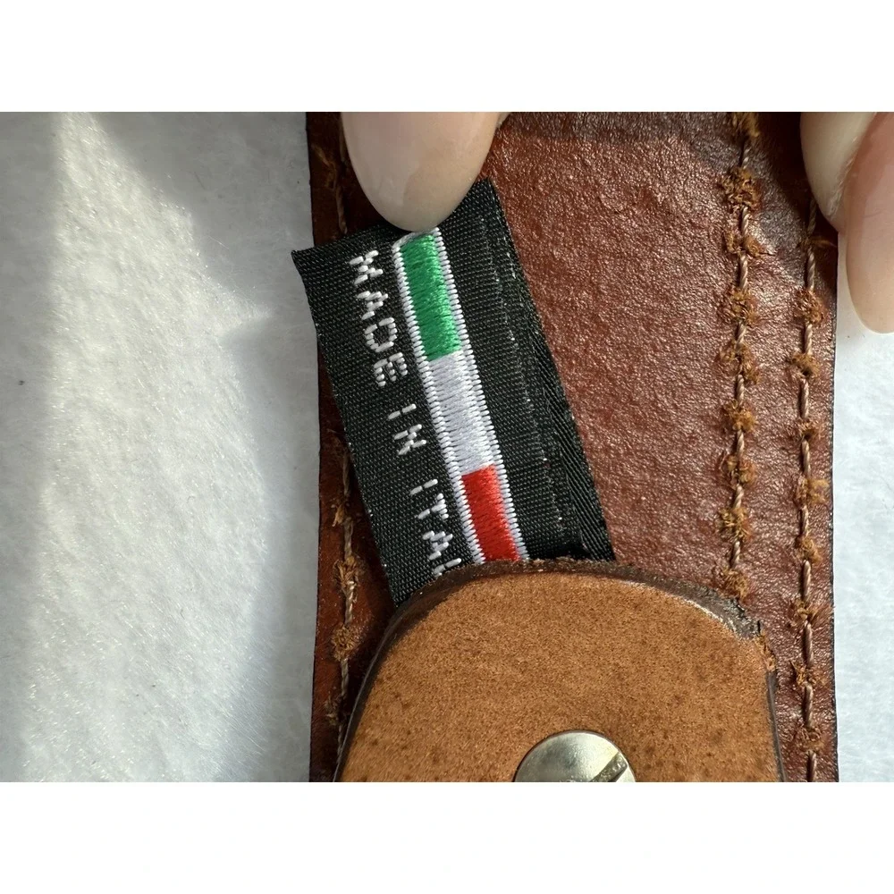 Cappelletti Italian Leather Nautical Flags‎ Belt Sz 44 Vera Pelle Made In Italy